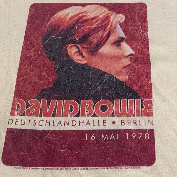David Bowie 1978 Berlin Concert Tee L Vintage Style Band T-Shirt Reprint Yellow - Picture 2 of 9